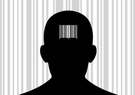 Back of head with printed barcode on it.のイラスト素材