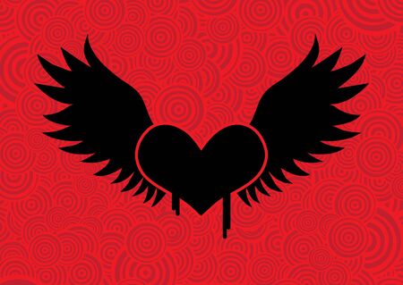Illustration of a winged heart...のイラスト素材