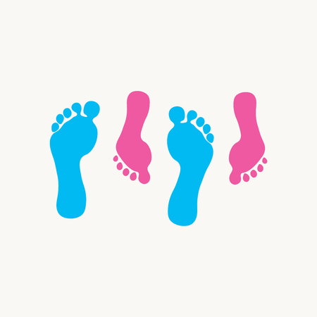 Blue and Pink Footprintsのイラスト素材