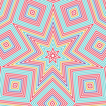 A vector background with colorful concentric squares and stars.のイラスト素材