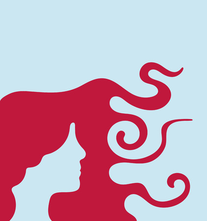 Vector Illustration of the head of a woman with wavy hairstyle.のイラスト素材
