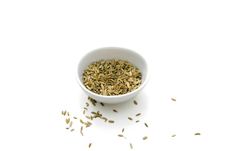 A bowl of dried Fennel seedsの写真素材