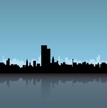 Vector Illustration of a city reflect on water.のイラスト素材