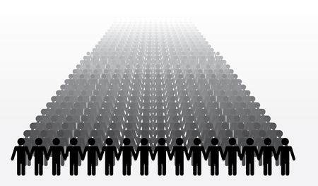 Vector illustration of human silhouettes holding hands.のイラスト素材