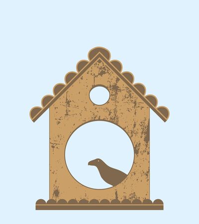 A vector illustration of a bird in a bird house.のイラスト素材