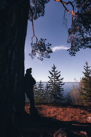 Dreaming Man Silhouetteの写真素材