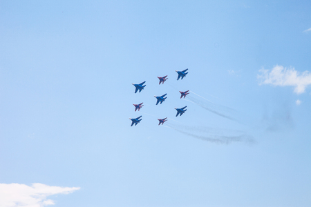 Military Jets Piloting on Airshowの写真素材