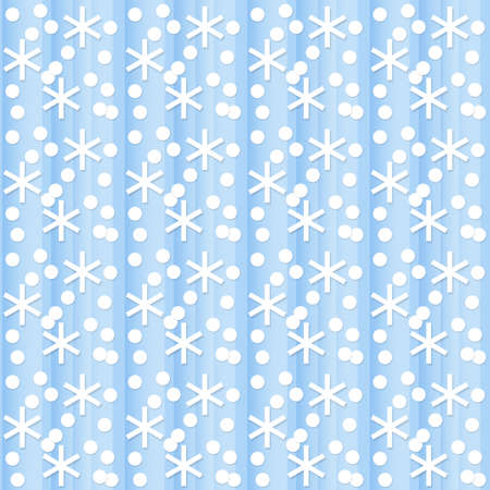 Seamless abstract blue background with white snowflakes and dots