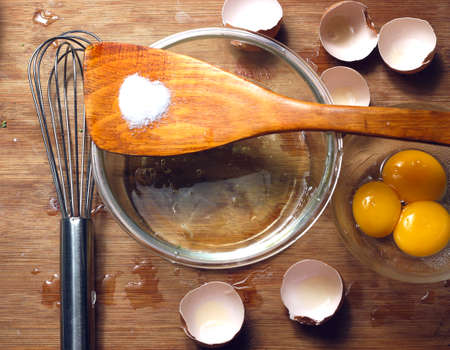 Yolk in the bowlの写真素材