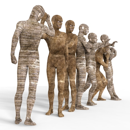 3D Illustration Mummies Isolated on White Background