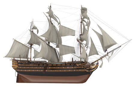 Sailboat 3D Illustration Isolated On White