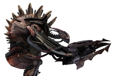 3d illustration the cyborg monster concept isolated on whiteの写真素材