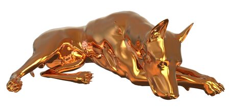 3D Illustration Golden Yellow Dog Isolated On Whiteの写真素材