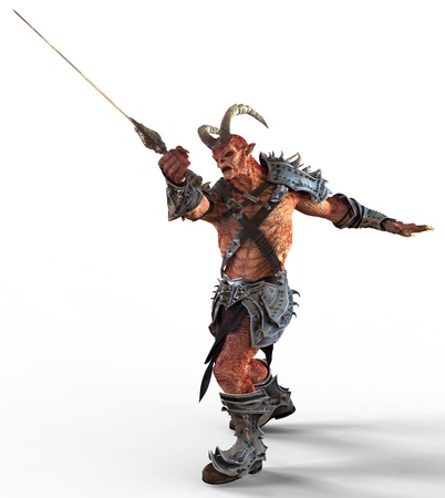 Demon monster isolated on white background 3D illustrationの写真素材