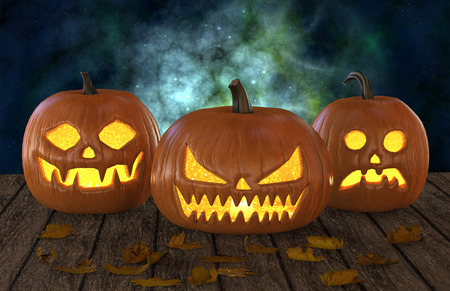 Halloween Pumpkins Jack O Lantern Holiday 3D Illustrationの写真素材