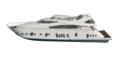 Yacht isolated on white background 3D illustrationの写真素材