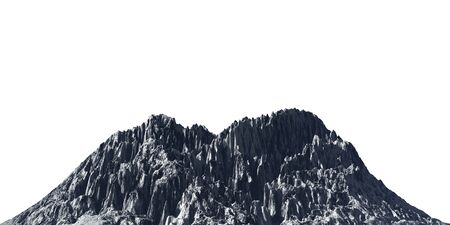3D illustration snow-capped mountains Isolate on white backgroundの写真素材