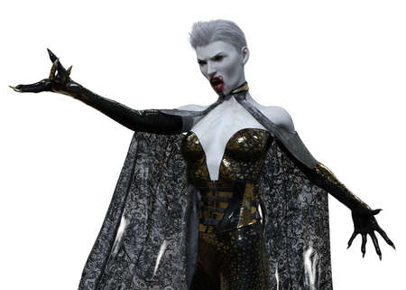Vampire woman isolated on white background 3d illustration