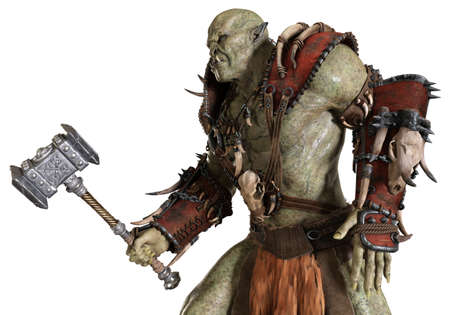 Orc 3d illustration isolated on white backgroundの写真素材