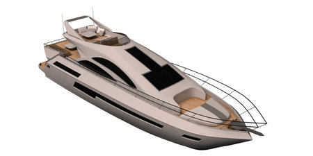 Modern yacht isolated on white background 3d illustrationの写真素材