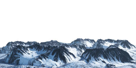 Snowy mountains Isolate on white background 3d illustrationの写真素材