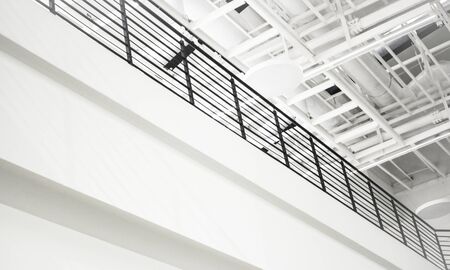 White-black background from geometric lines. Modern architects, ceiling construction.の写真素材