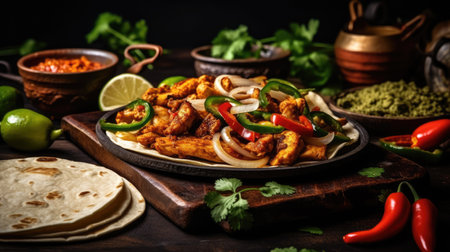 Chicken tikka masala with onion, chilli, and limeの素材