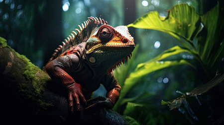 Chameleon in the rainforest. Animal in the rainforest.の素材