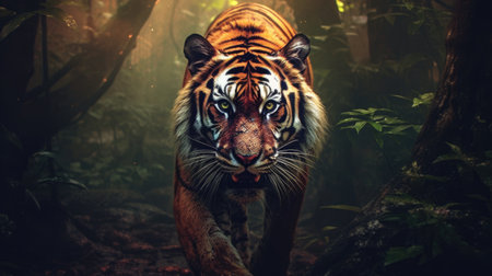 Portrait of tiger in the jungle. Beautiful tiger in the jungle.の素材