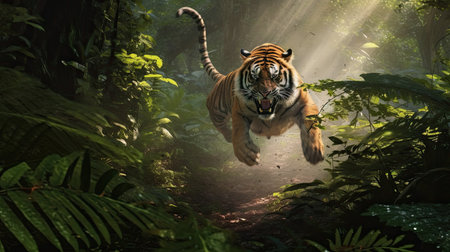 Sumatran Tiger in the jungle. Nature and wildlife concept.の素材