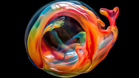 Abstract colorful water waves on black background for design artwork.の素材