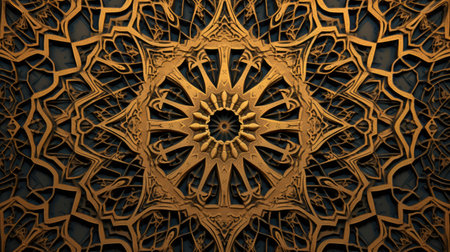 Arabic pattern on black background. 3d rendering. Computer digital drawing.の素材