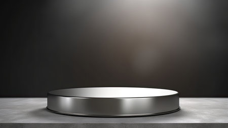 3d render of white podium on black background. Minimal conceptの素材