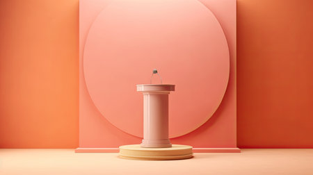 Podium with a microphone in the room. 3D renderingの素材
