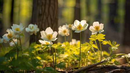 Anemone nemorosa, wood anemone, windflowerの素材