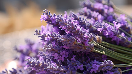 Bunch of lavender flowers in a shop, close-upの素材