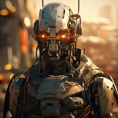 3D rendering of a female robot in futuristic space suit. This is a 3d render illustration.の素材