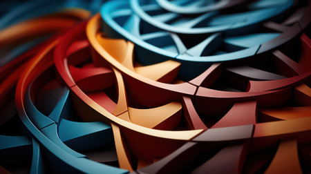 Abstract geometric shapes in orange, blue and brown colorsの素材