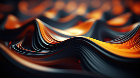 Abstract background with blurred orange and black curved linesの素材