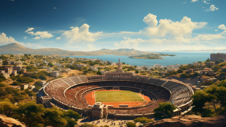 Football stadium in Antalya, Turkey. Panoramic viewの素材