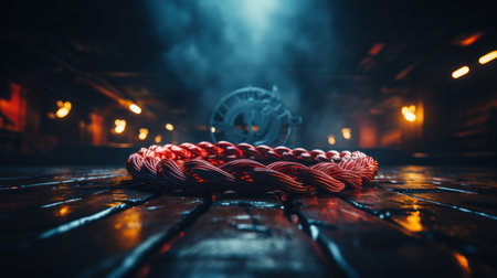 Steering wheel on a dark background.の素材