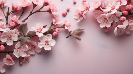 Multi cherry blossom on pink backgroundの素材
