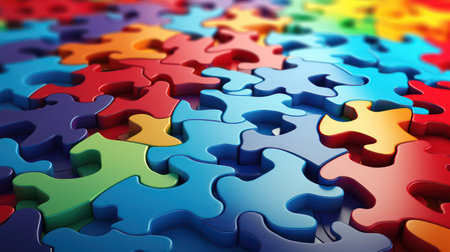 Colorful jigsaw puzzle pieces backgroundの素材