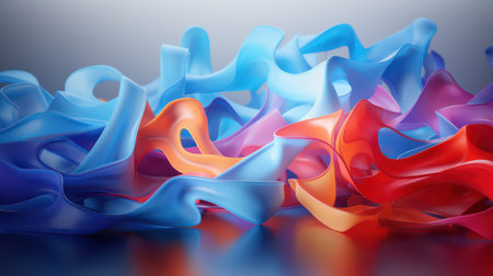 Abstract background with blue and red ribbons in wavesの素材