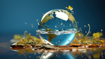 Ecology concept with water drop and world globeの素材
