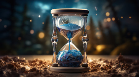 Time concept. Hourglass with sand insideの素材