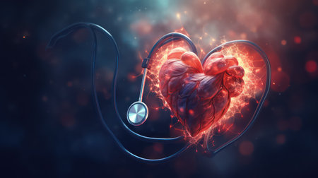 Heart and stethoscope.の素材