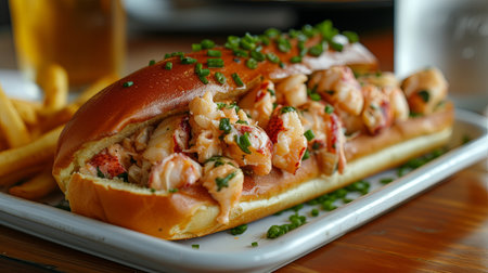 Seafood Sandwich with Shrimps, Prawns and Potatoesの素材