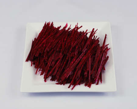 The chopped beet on a plateの写真素材