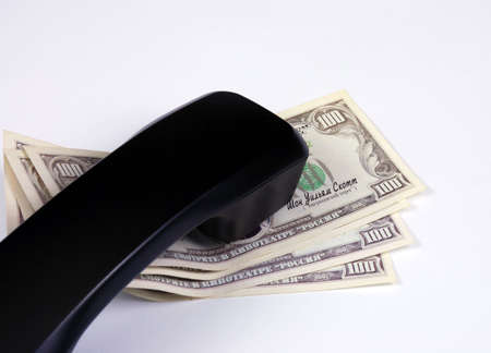 phone tube and moneyの写真素材